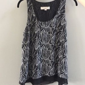 Ann Taylor LOFT Black White Fern High Low Too Sm